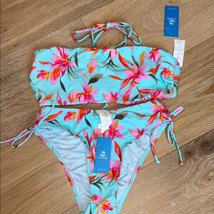 Cupshe Tropical Floral Bikini in Pink and Blue